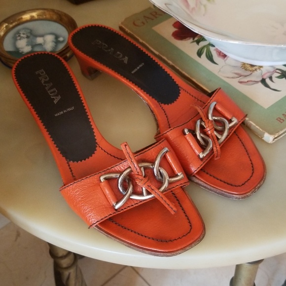 prada orange heels